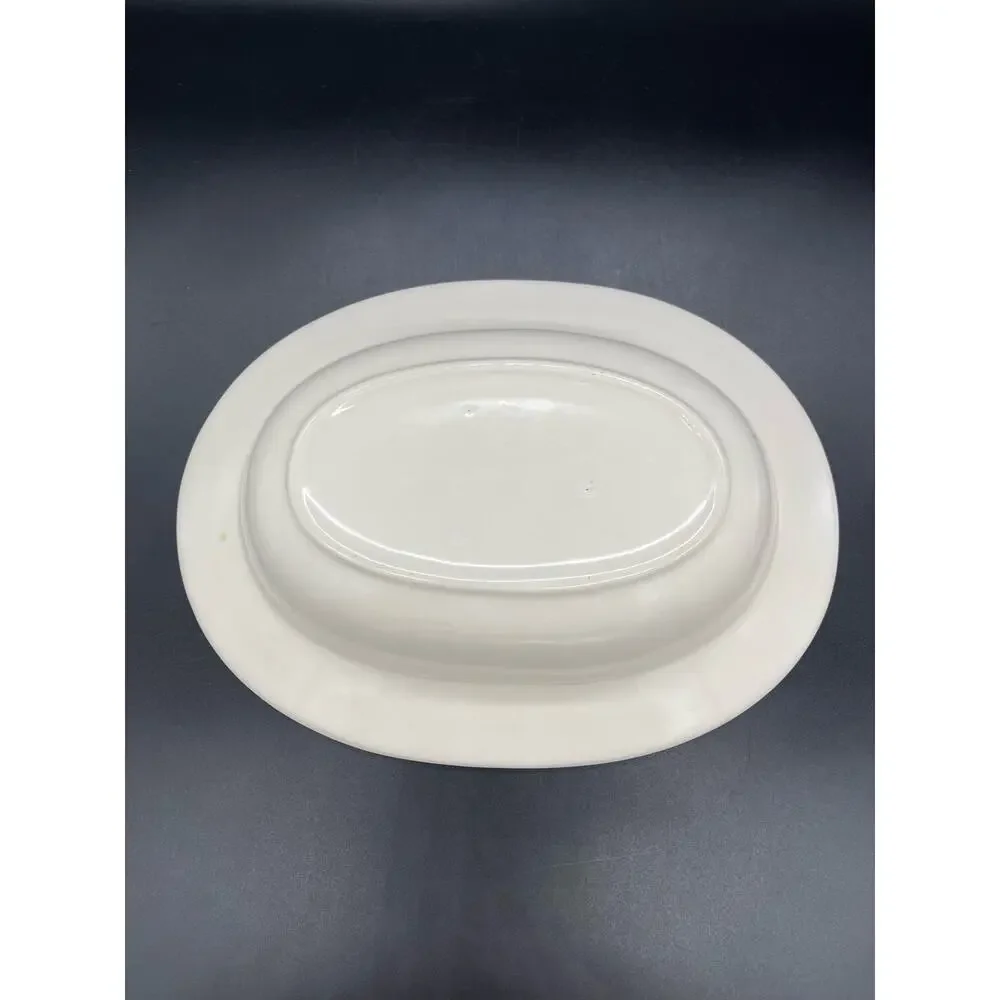 Vintage Metlox Vernon Ware Embossed Antiqua Divided Oval Serving Bowl 12
